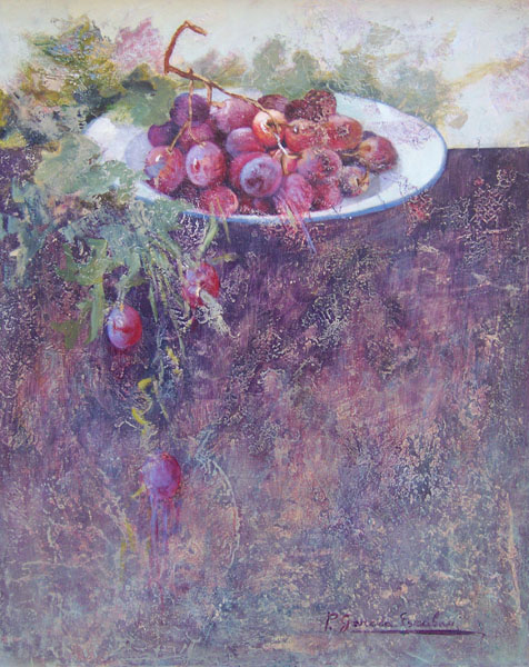 Plato con uvas por Pilar García Escribano